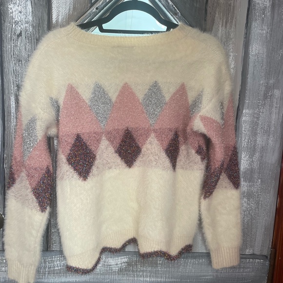 Zero Degrees Celsius Argyle Tinsel Sweater Holiday - Picture 8 of 8